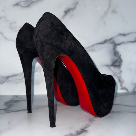 Christian Louboutin Daffodile Black Suede Platform Pumps Size US 12 / EU 42 - Picture 9 of 12